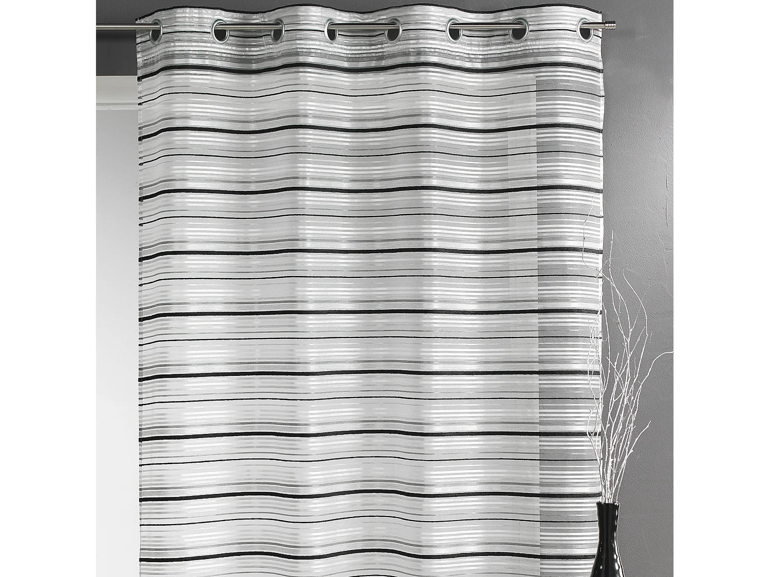 Voilage Organza tissé Rayures horizontales