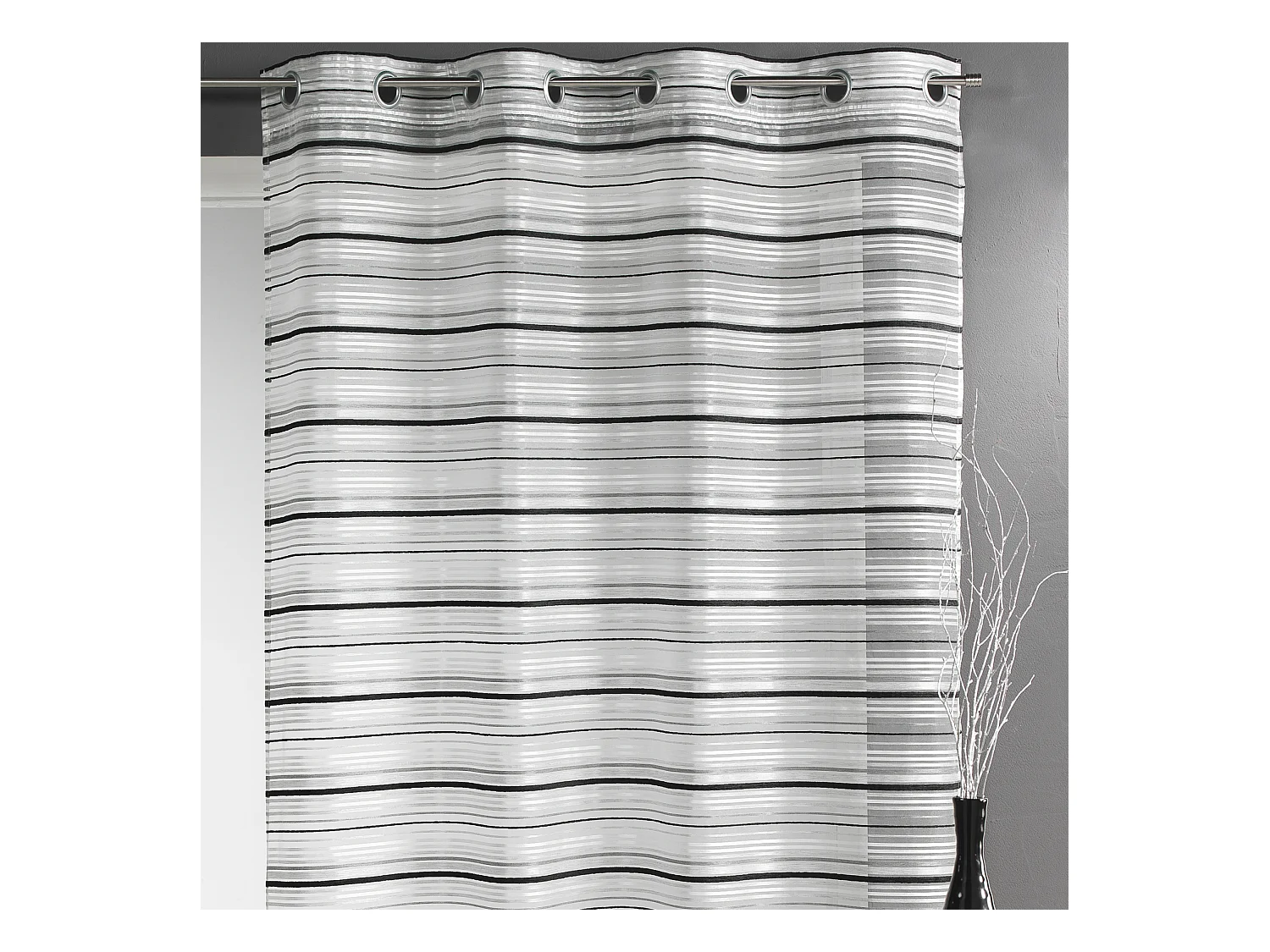 Voilage Organza tissé Rayures horizontales