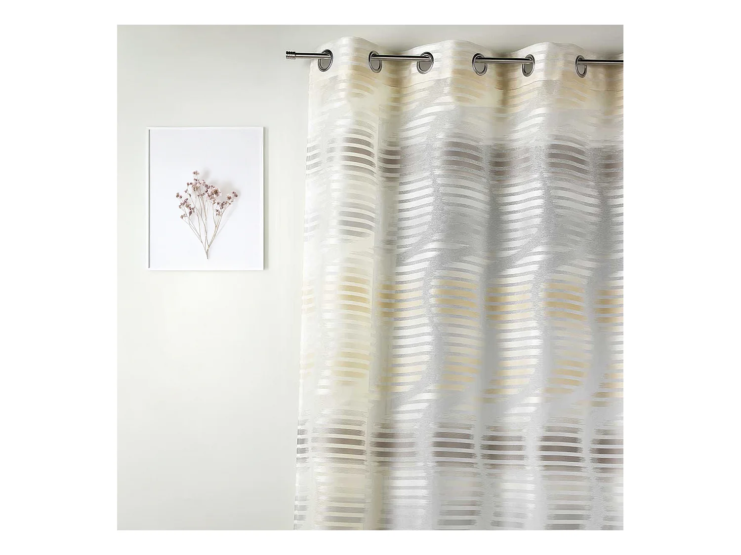 Voilage en jacquard fantaisie à rayures verticales ondulées