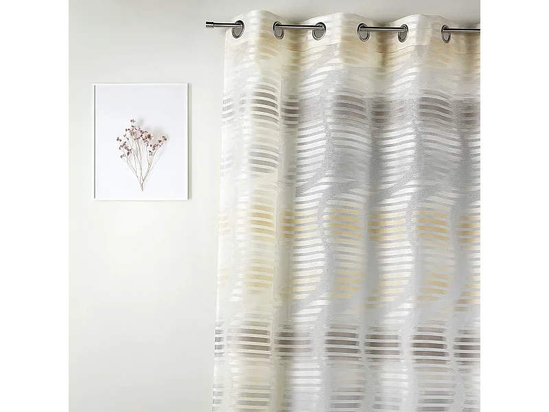 Visillo en jacquard fantasía rayas verticales onduladas