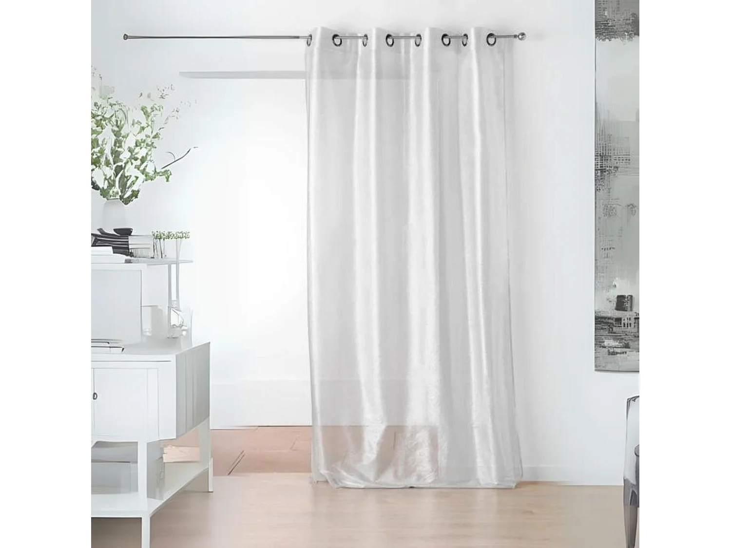 Visillo liso fluido plateado