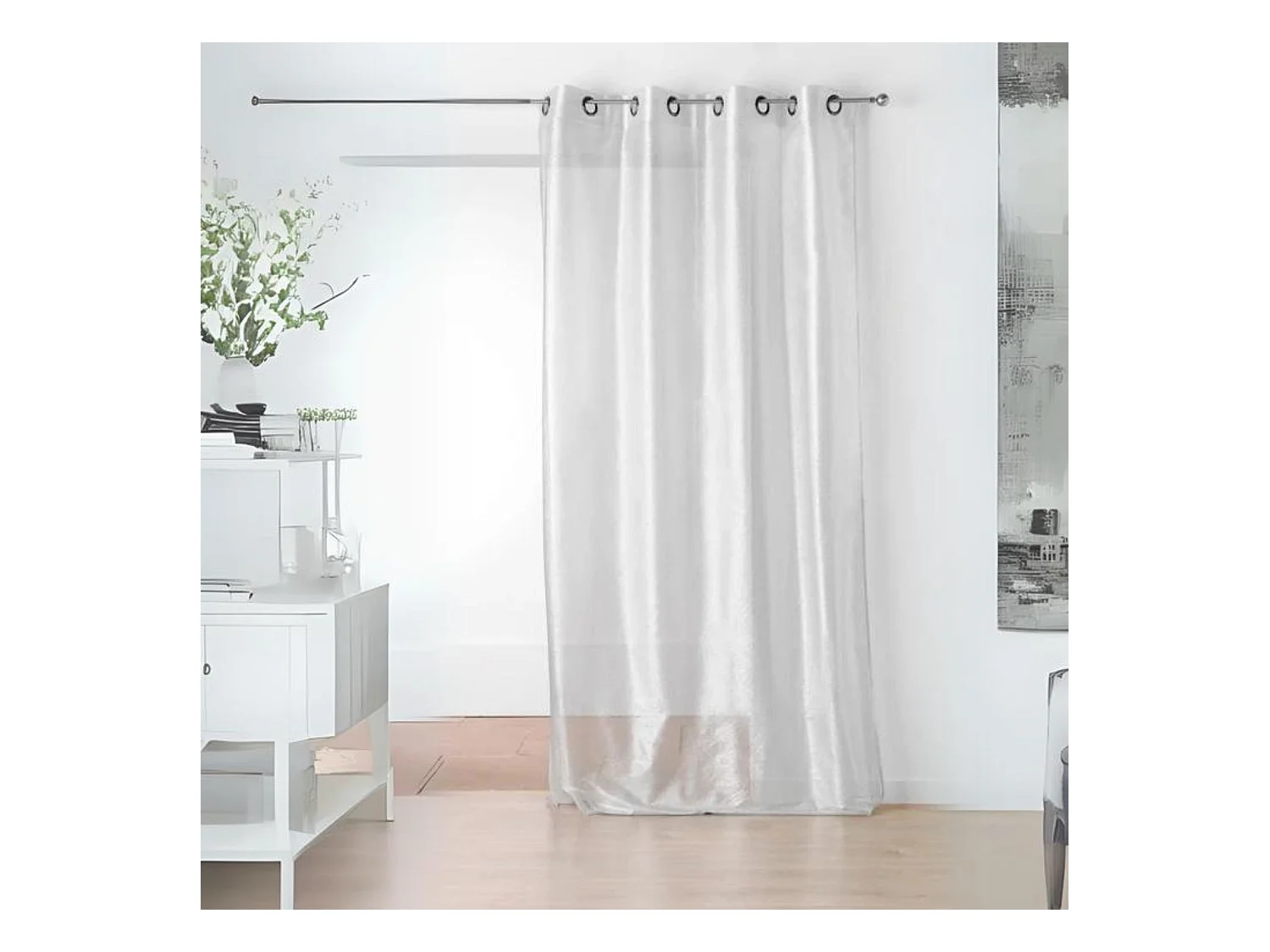 Visillo liso fluido plateado