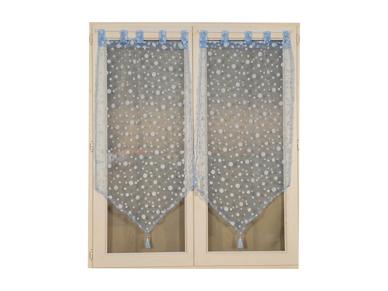 Par de visillos de burbujas argentadas