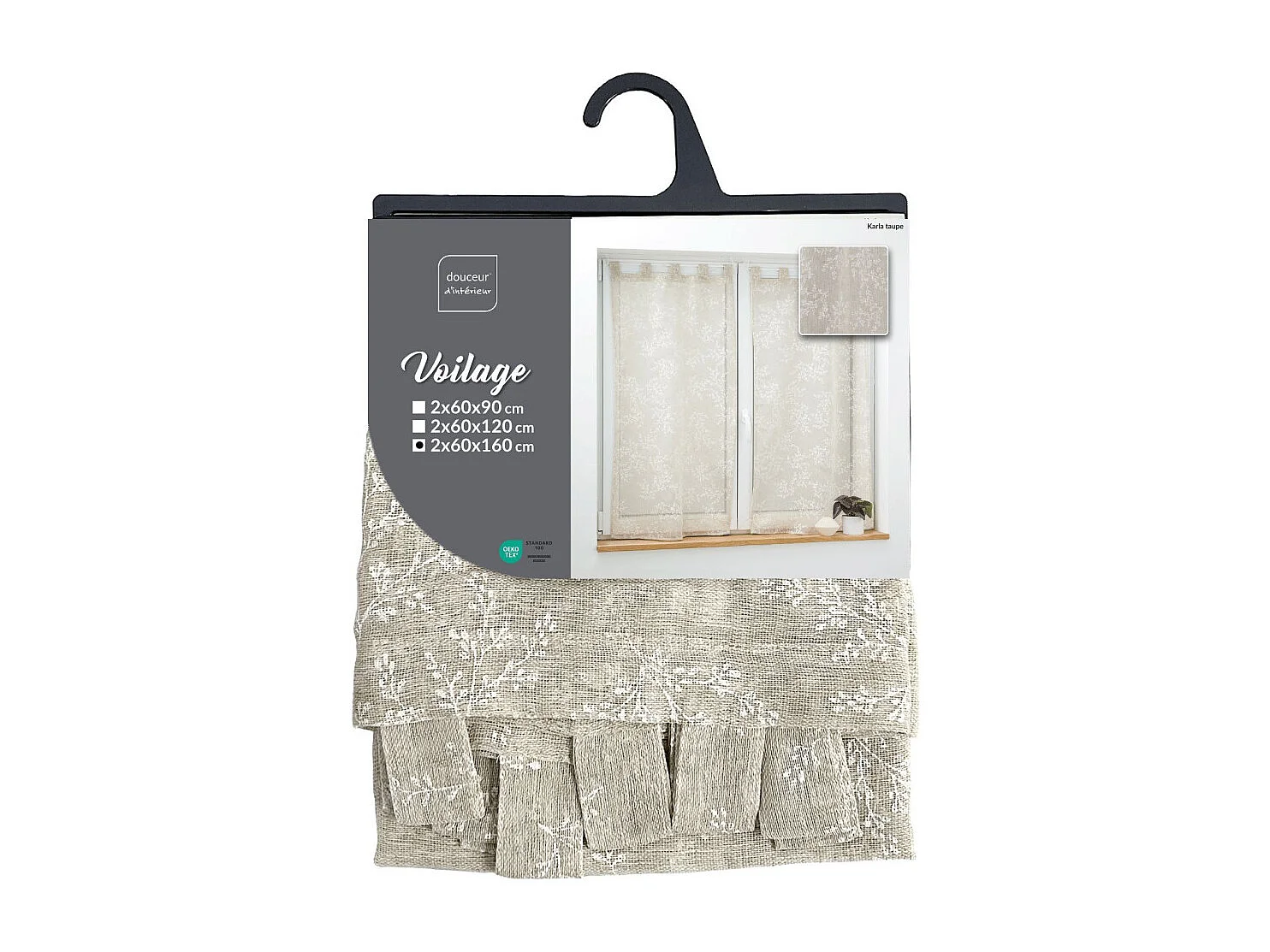Paire de Voilages "Karla" 60x160cm Taupe