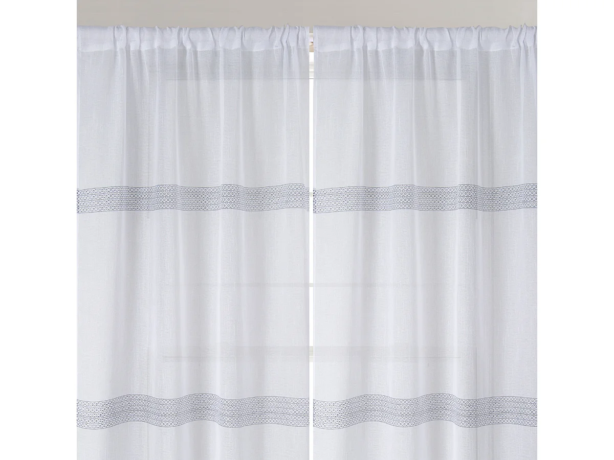 Paire de petits voilages droits à rayures