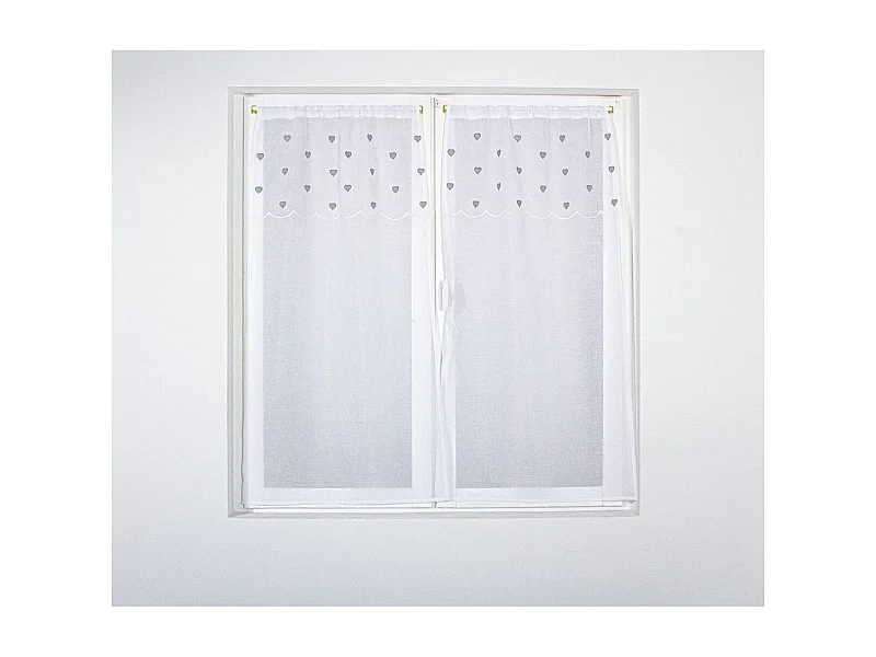 Paire de Voilages à Motif "Cœur" 60x120cm Gris