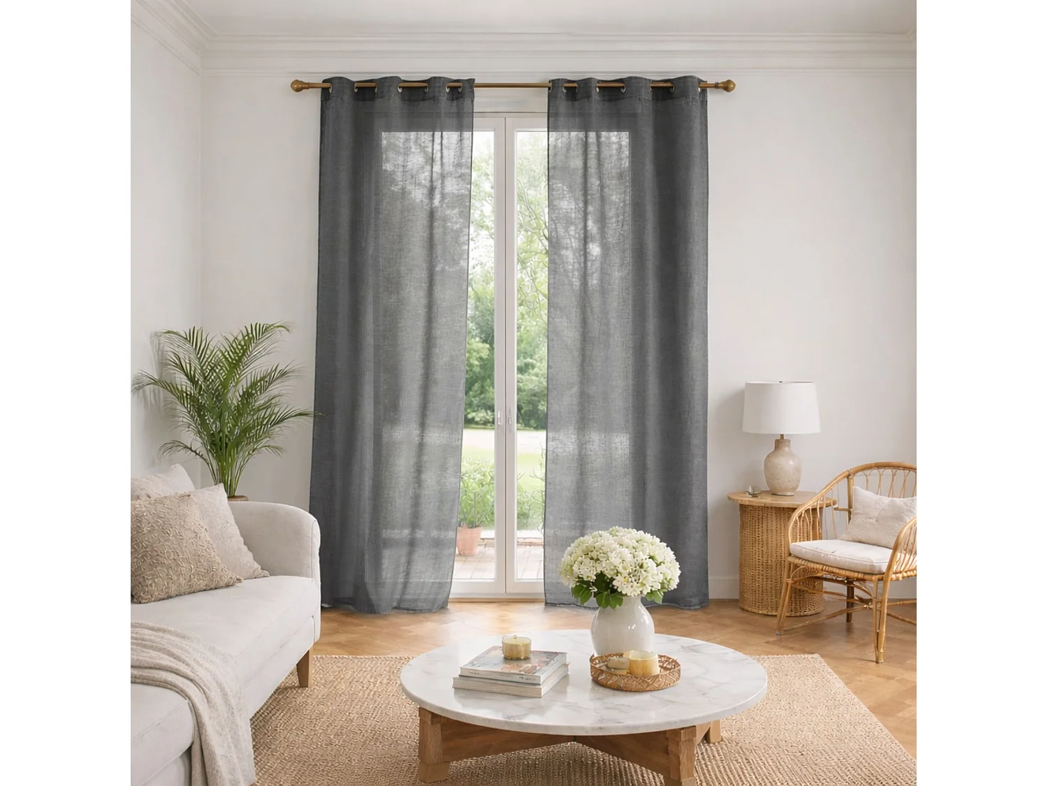 Visillo liso en estameña