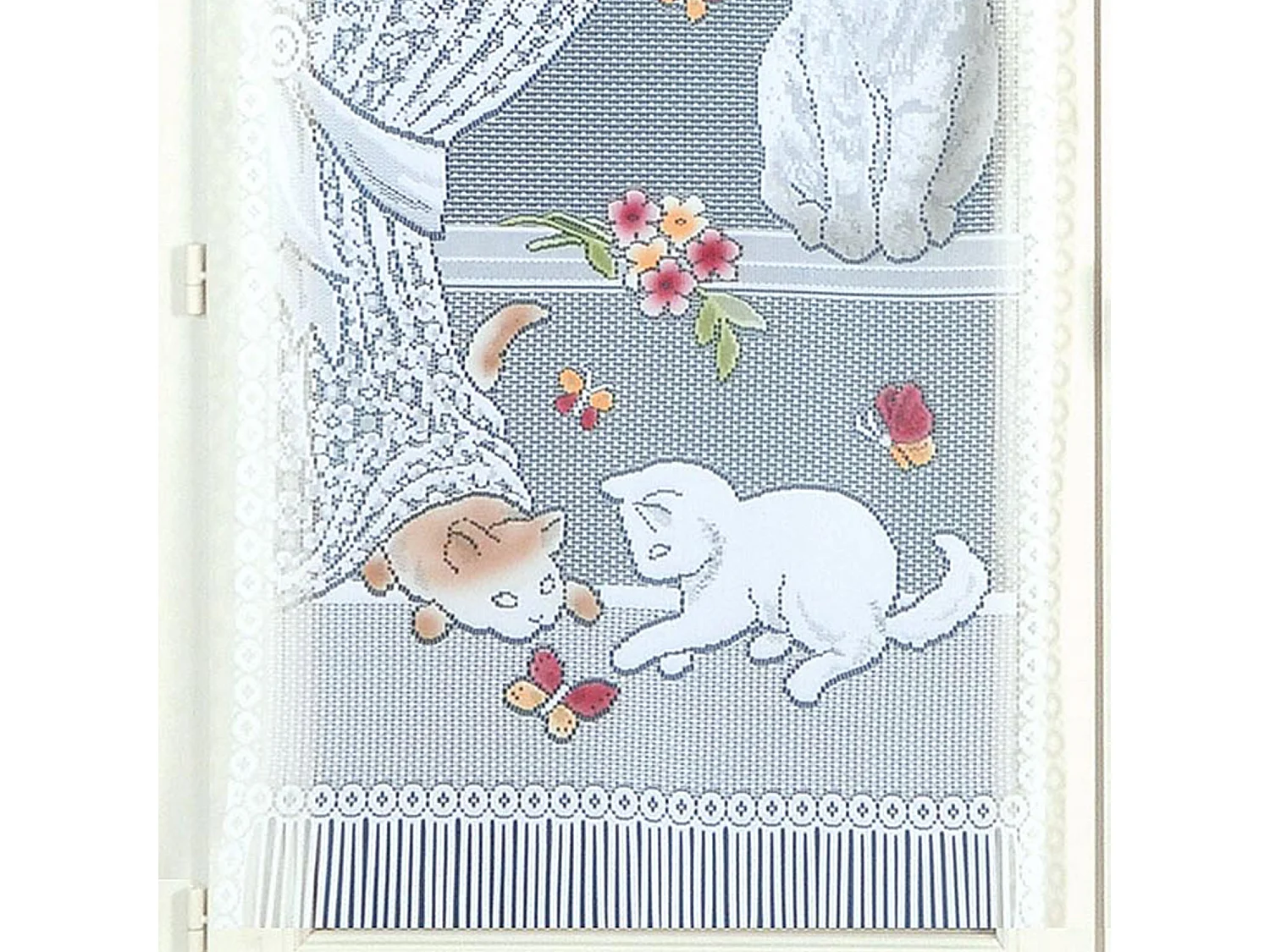 Paire de petits voilages dentelle chatons et franges