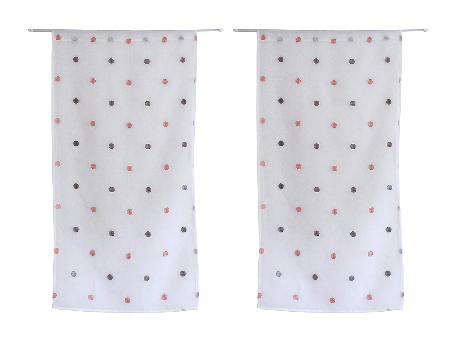 Paire de Voilages "Smarties" 60x160cm Gris & Rose