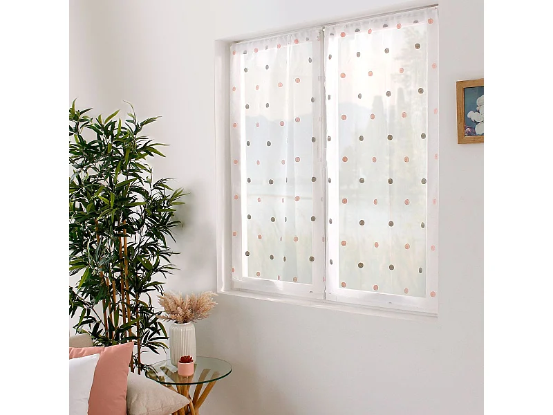 Paire de Voilages "Smarties" 60x160cm Gris & Rose