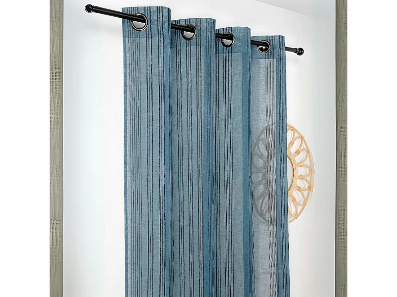 Voilage à l'aspect lin aux rayures verticales