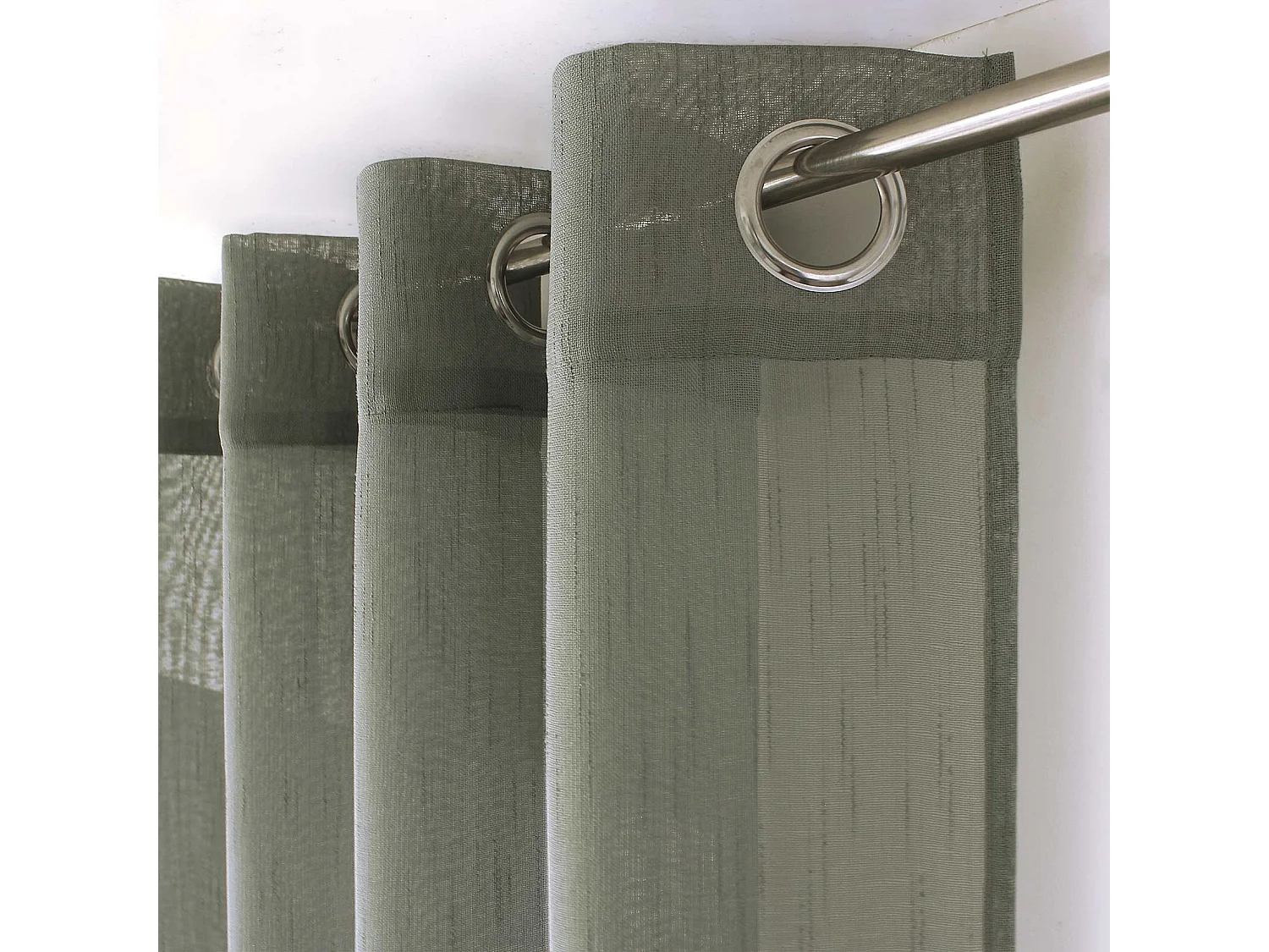 Rideau Voilage à Œillets "Mia" 140x240cm Vert Gris