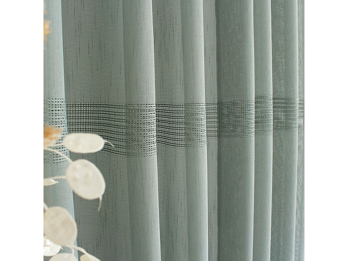 Rideau Voilage à Œillets "Mia" 140x240cm Vert Gris