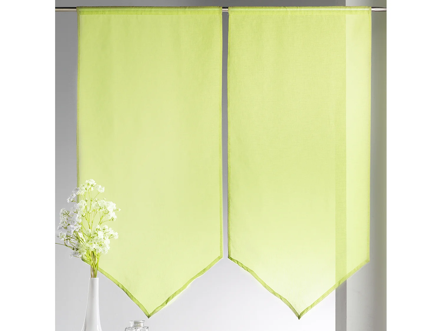 Paire de petits voilages Etamine bas en pointe