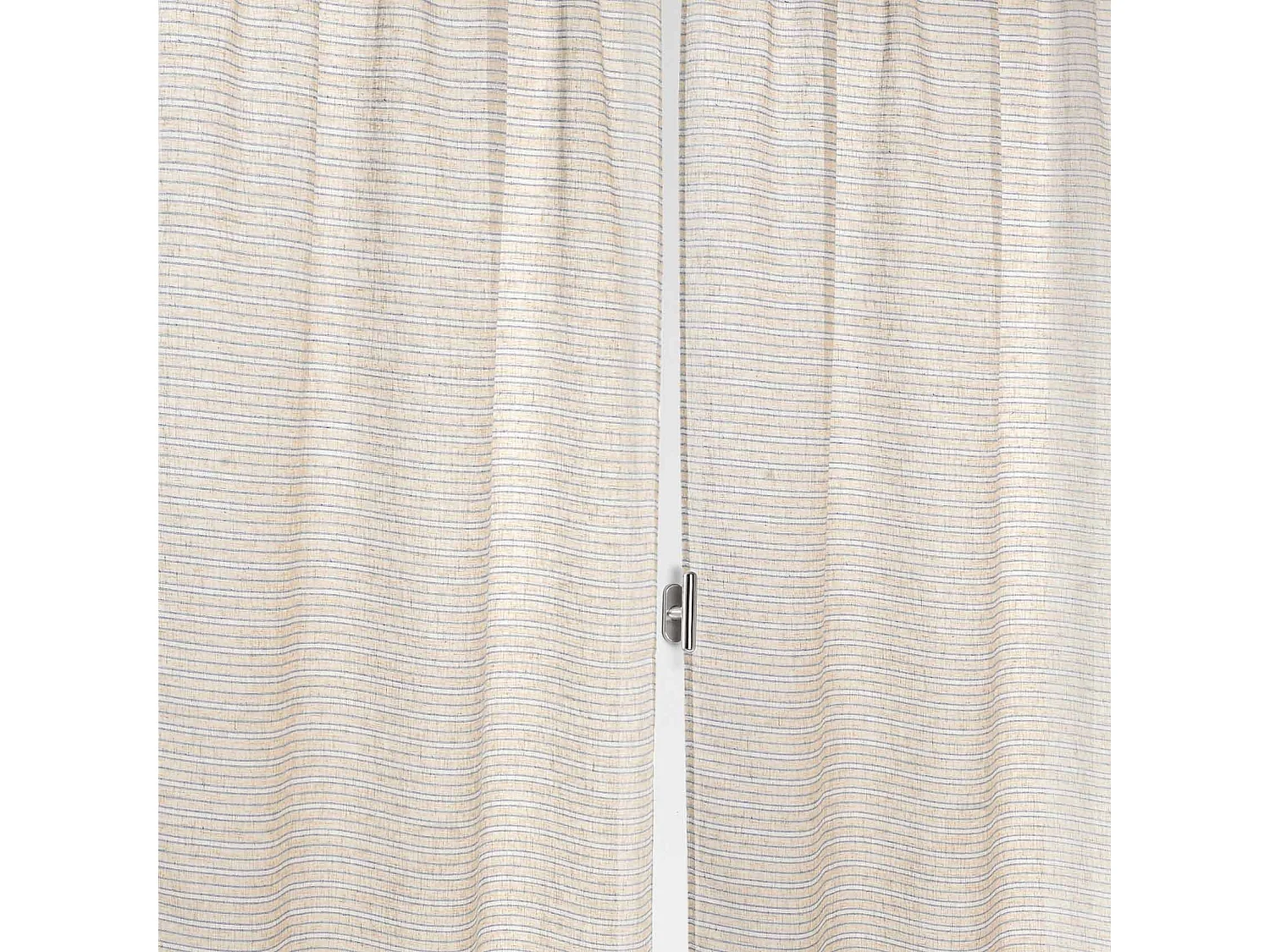 Paire de petits voilages poly-lin-coton à fines rayures