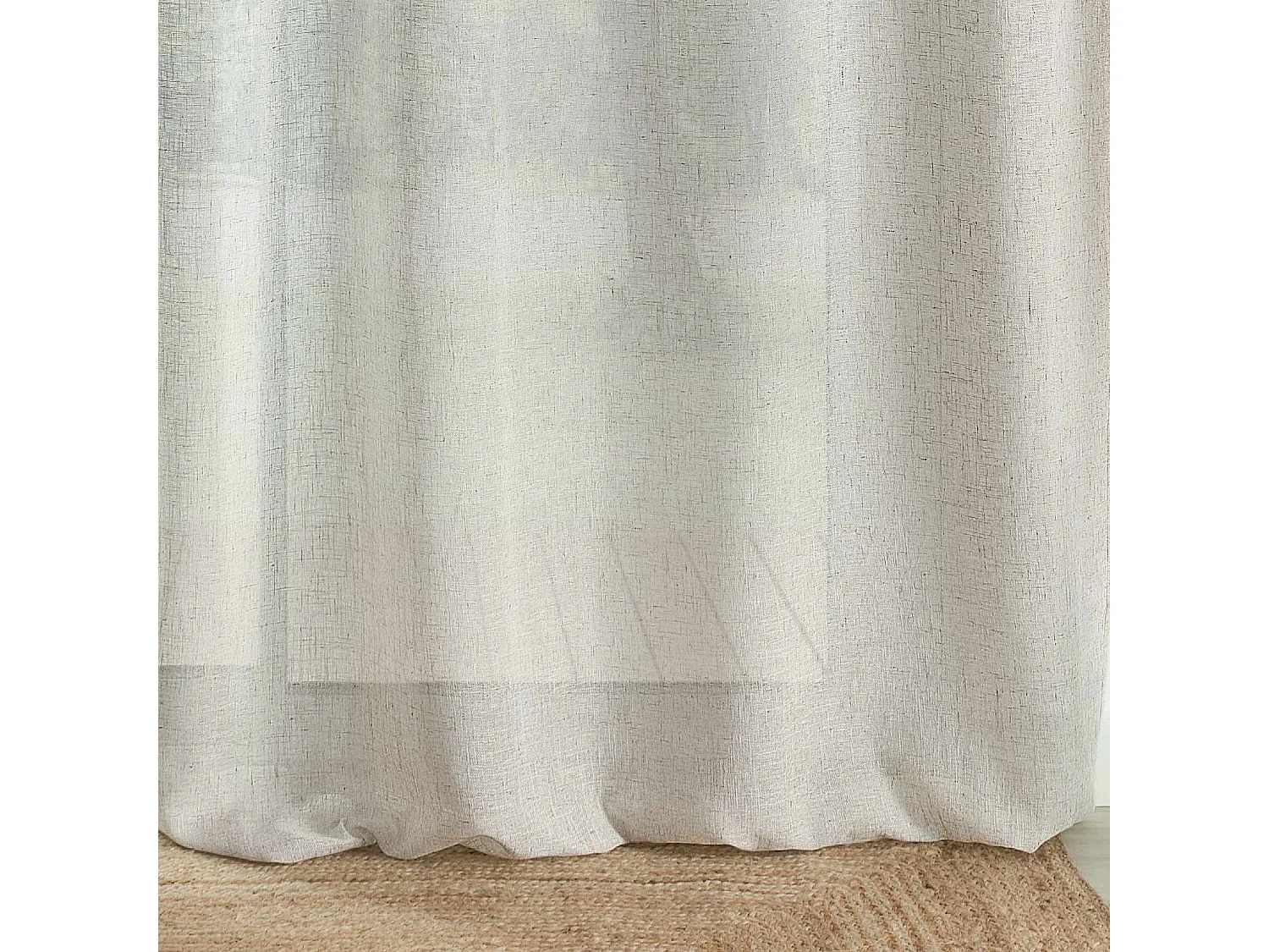 Voilage avec parement en jute et pompons