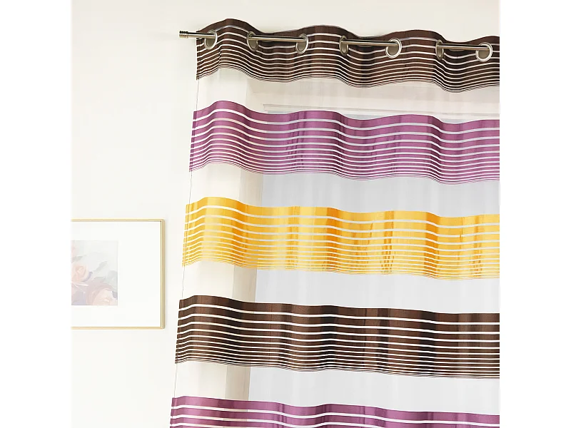 Visillo en organza a finas rayas horizontales