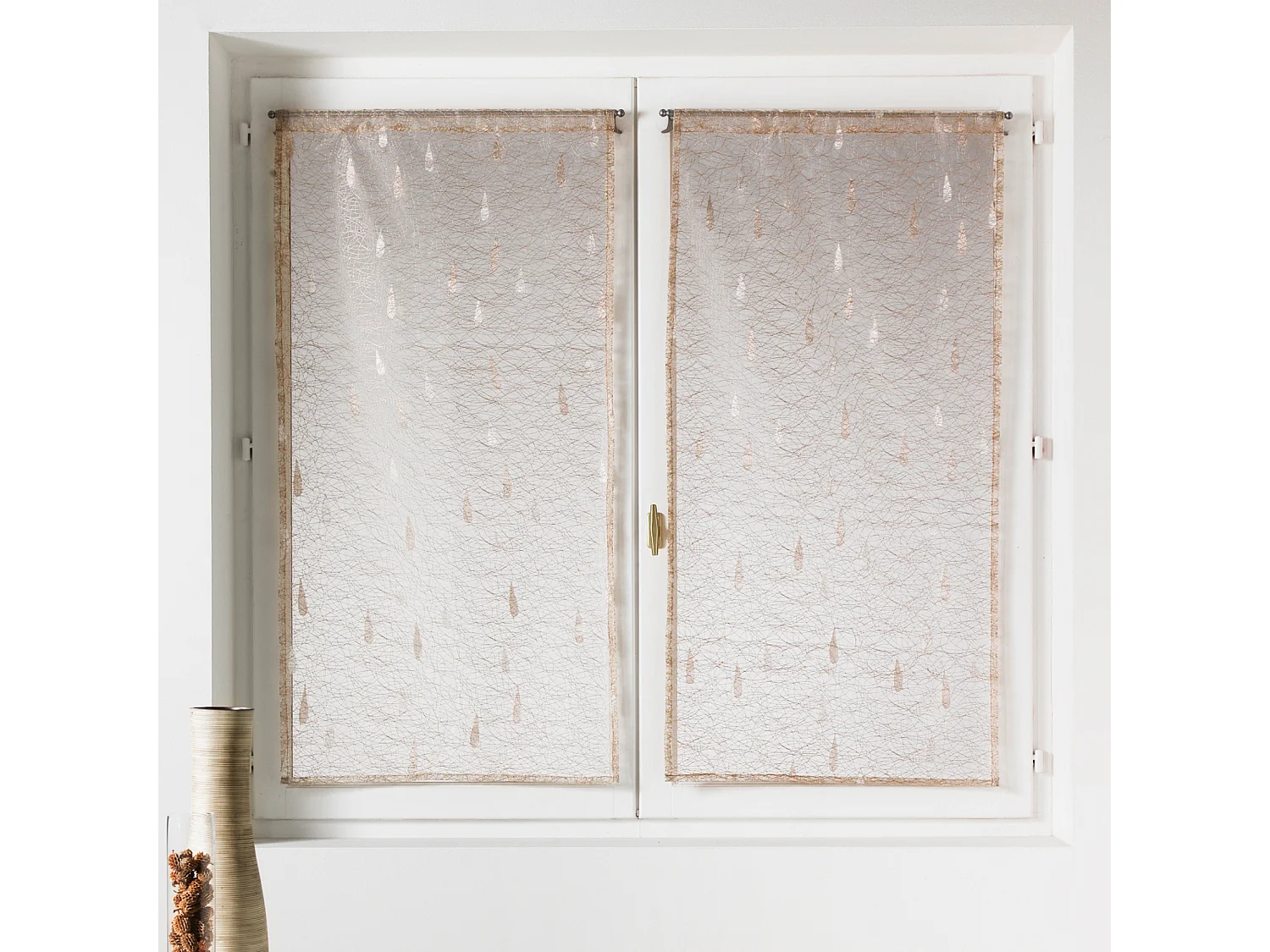 Paire de petits voilages Organza et Jacquard à motifs gouttes