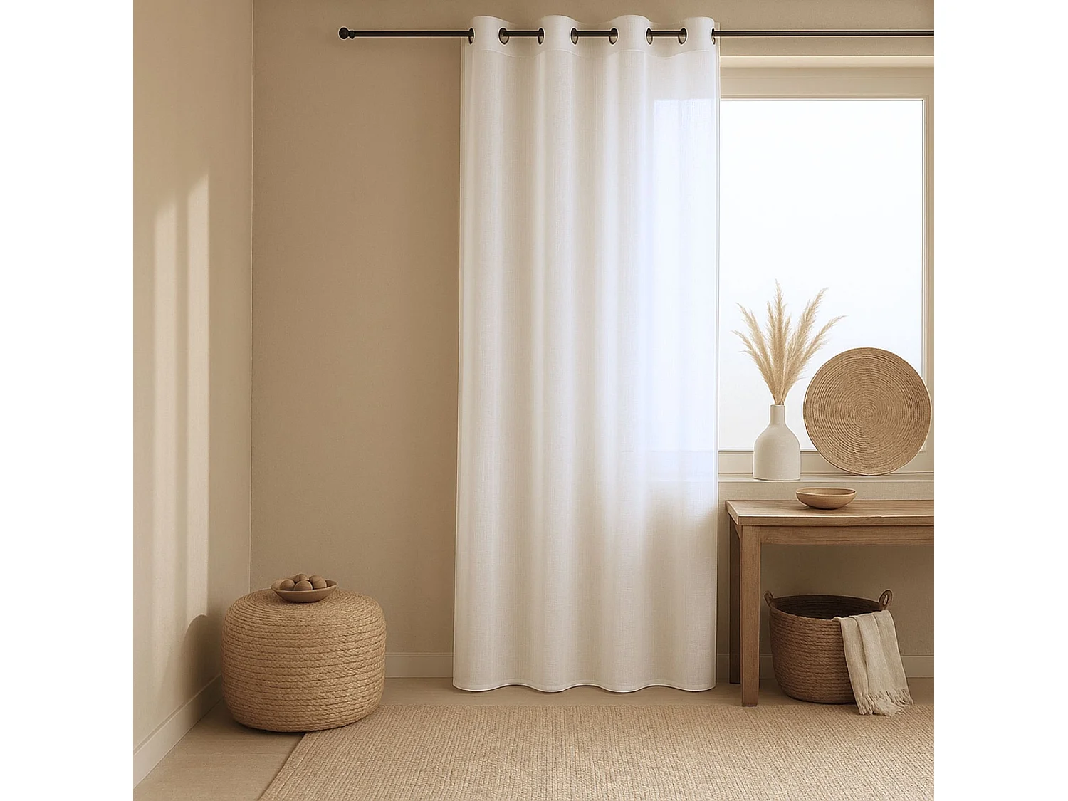 Voile-Vorhang in Leinenoptik