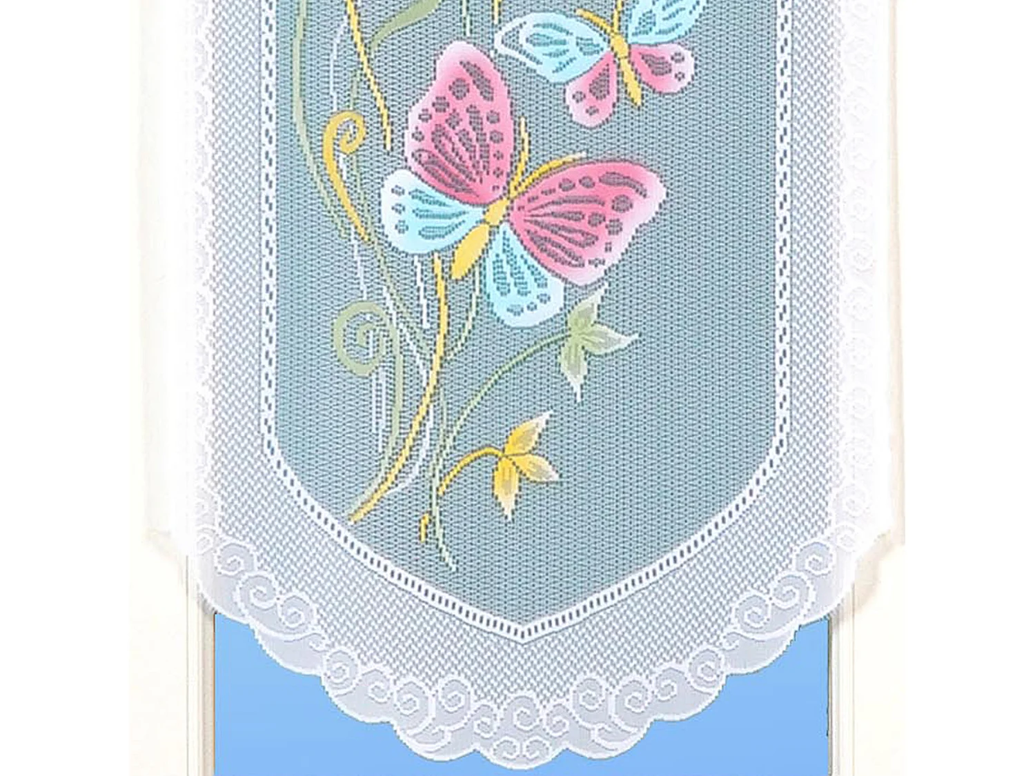 Paire de petits voilages en dentelle motifs papillons