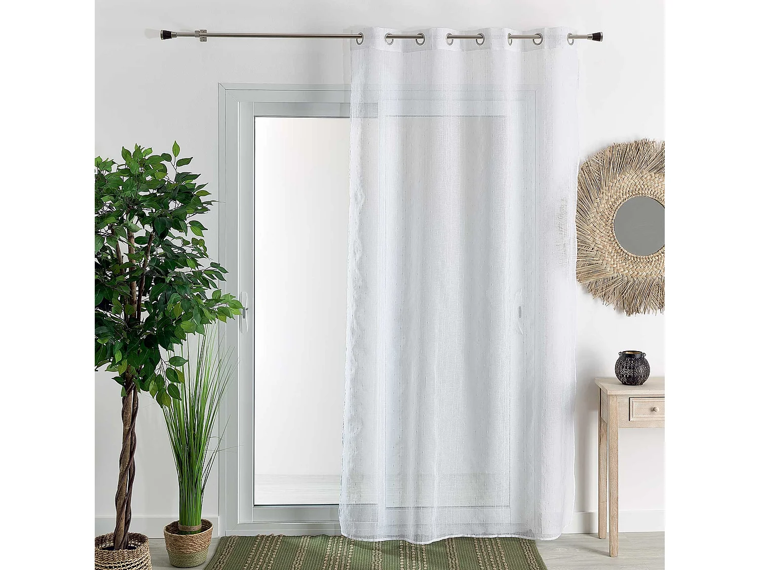 Voilage tamisant à rayures fantaisies