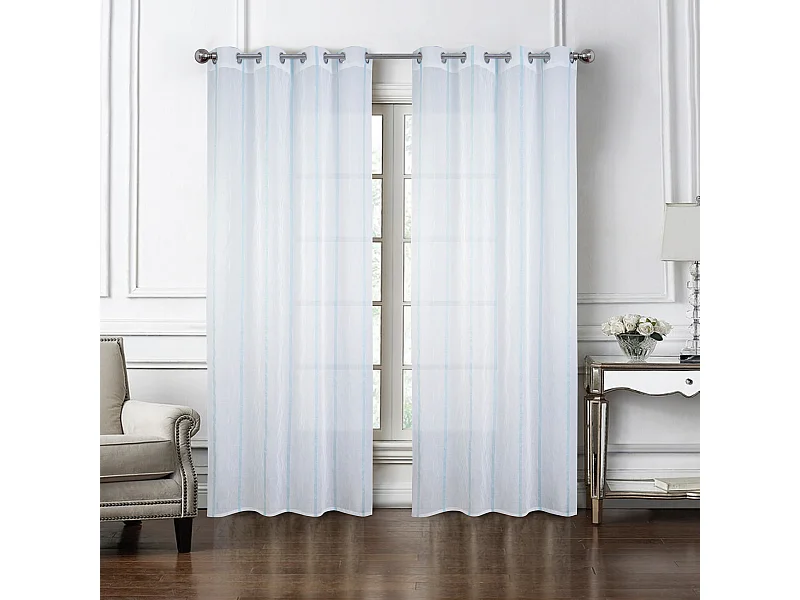 Paire de voilages à bandes verticales brillantes