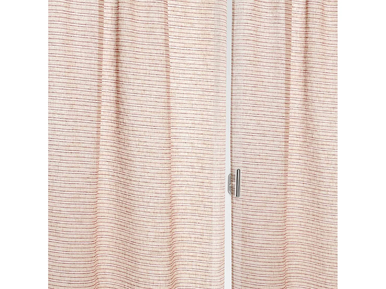 Paire de petits voilages poly-lin-coton à fines rayures