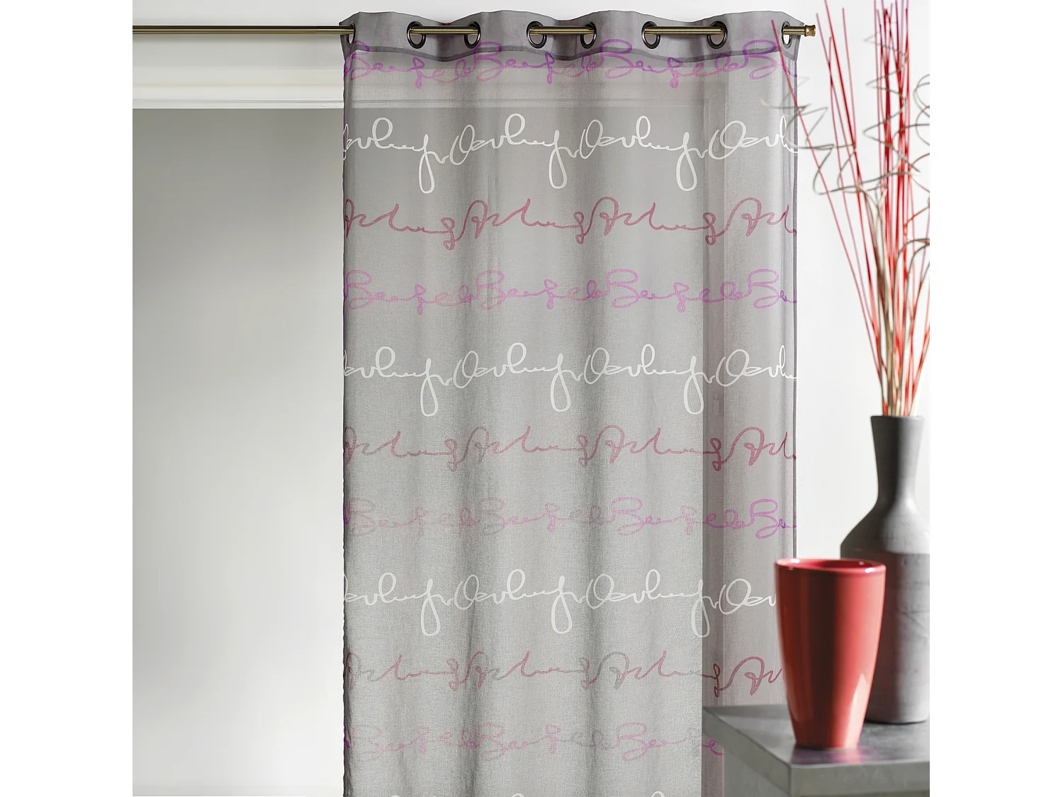 Cortina visillo en estameña dibujo 'juego de escritura'