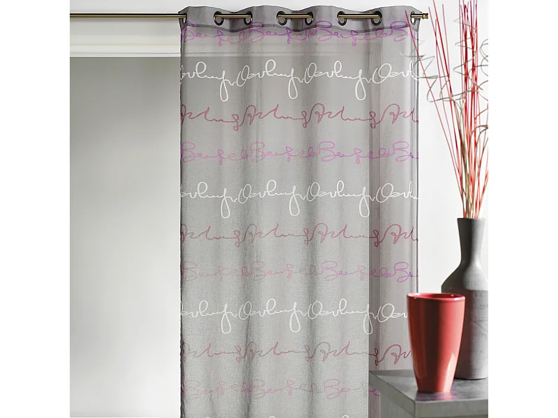 Vorhang aus Etamine mit einem Schriftmuster