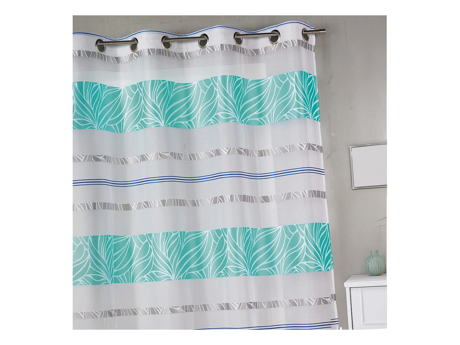 Visillo en jacquard con rayas horizontales de colores