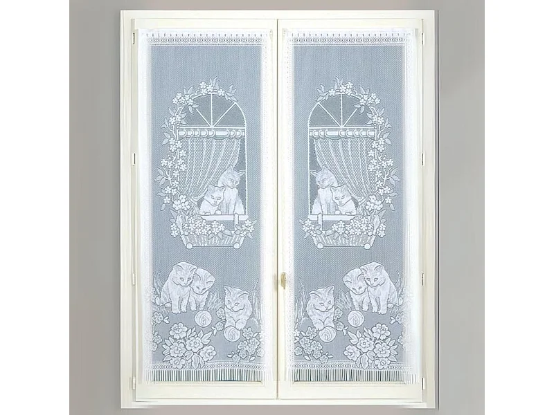 Paire de Petits voilages Droits à Franges