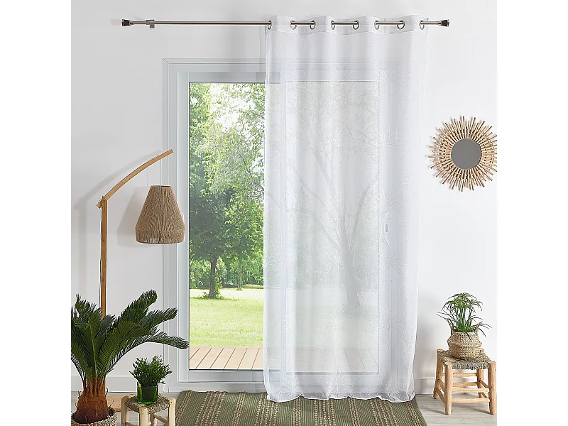 Voile mit Ösen Palmblätter Stickerei