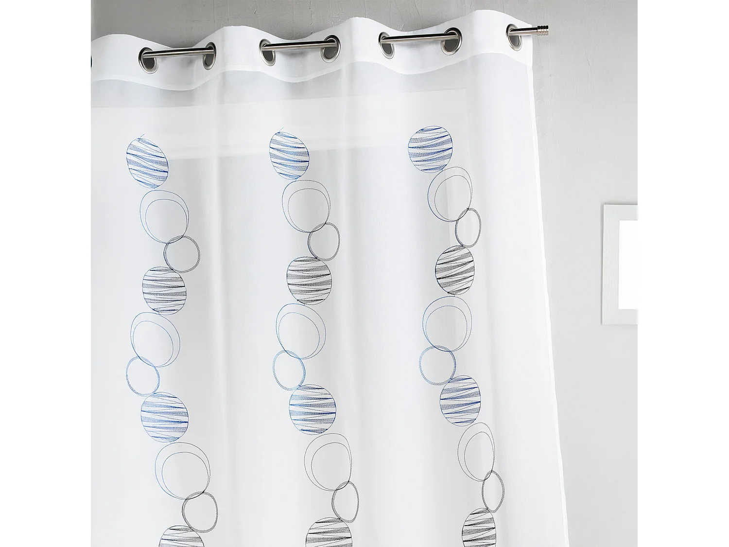 Voilage en étamine à imprimés rond et cercle