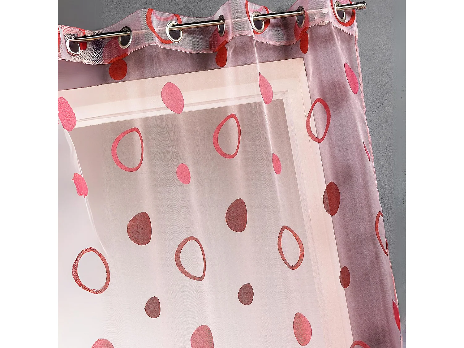 Voilage organza jacquard aux motifs cercles