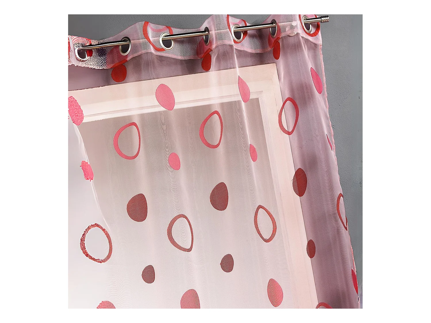 Visillo organza jacquard motivo círculos