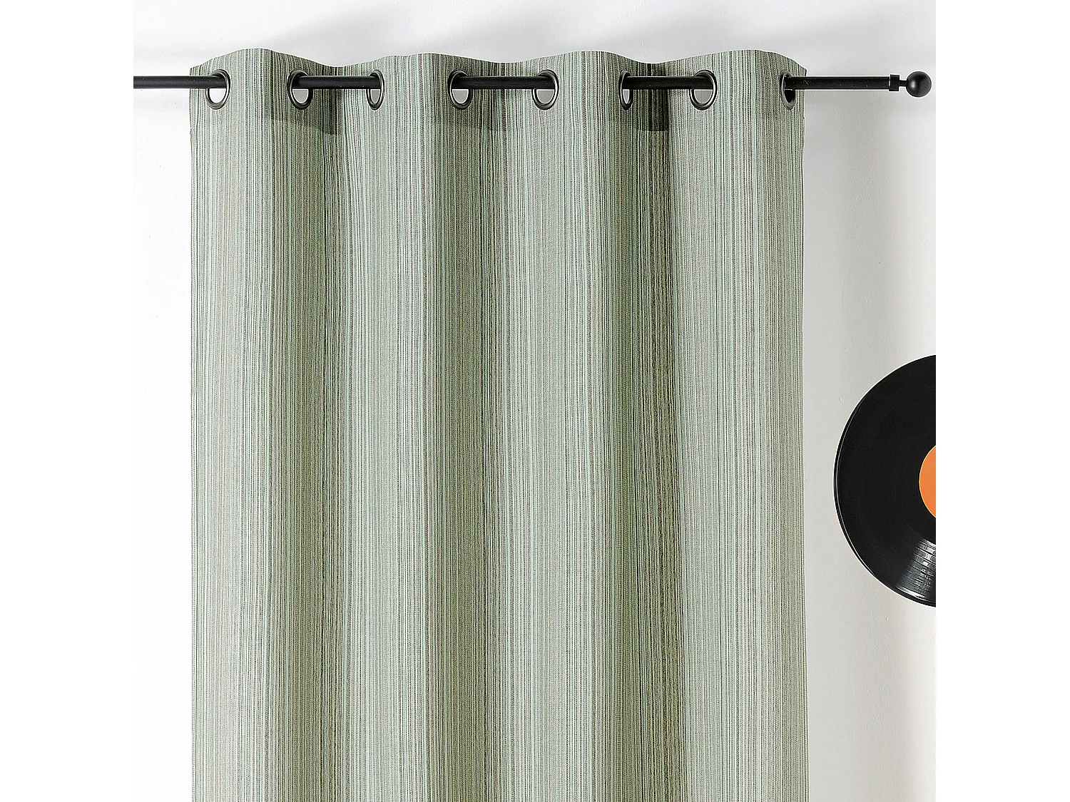 Voilage poly-coton recyclé fines rayures