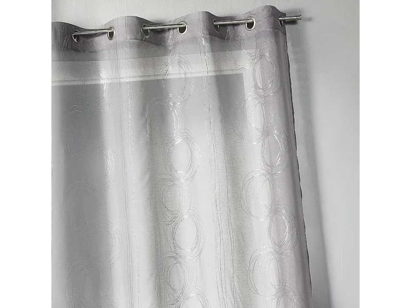 Voilage en Etamine aux Imprimés Argentés