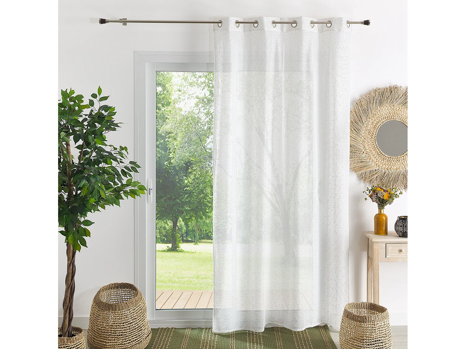 Visillo liso con efecto rizos