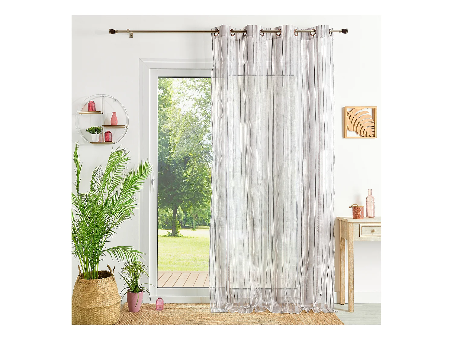 Cortina visillo de organza a rayas