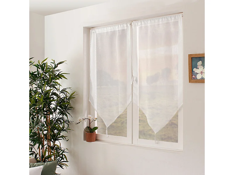 Paire de Voilages à Pointes "Sablé" 60x120cm Blanc