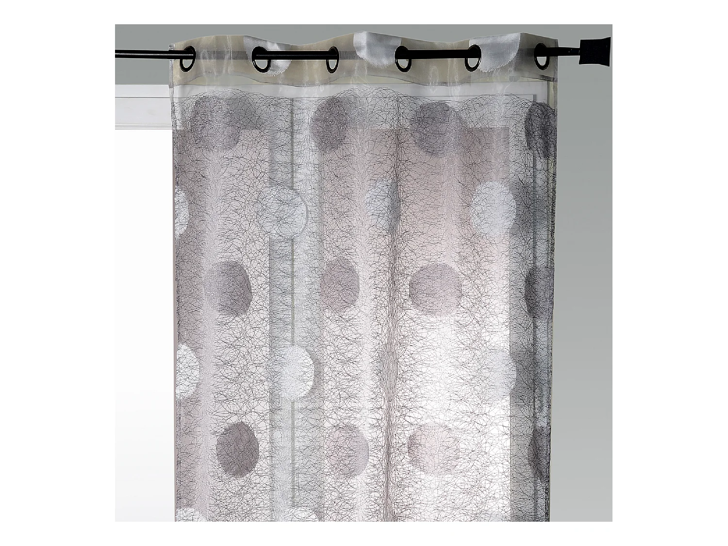 Voilage en Organza Jacquard brodé motif gros rond