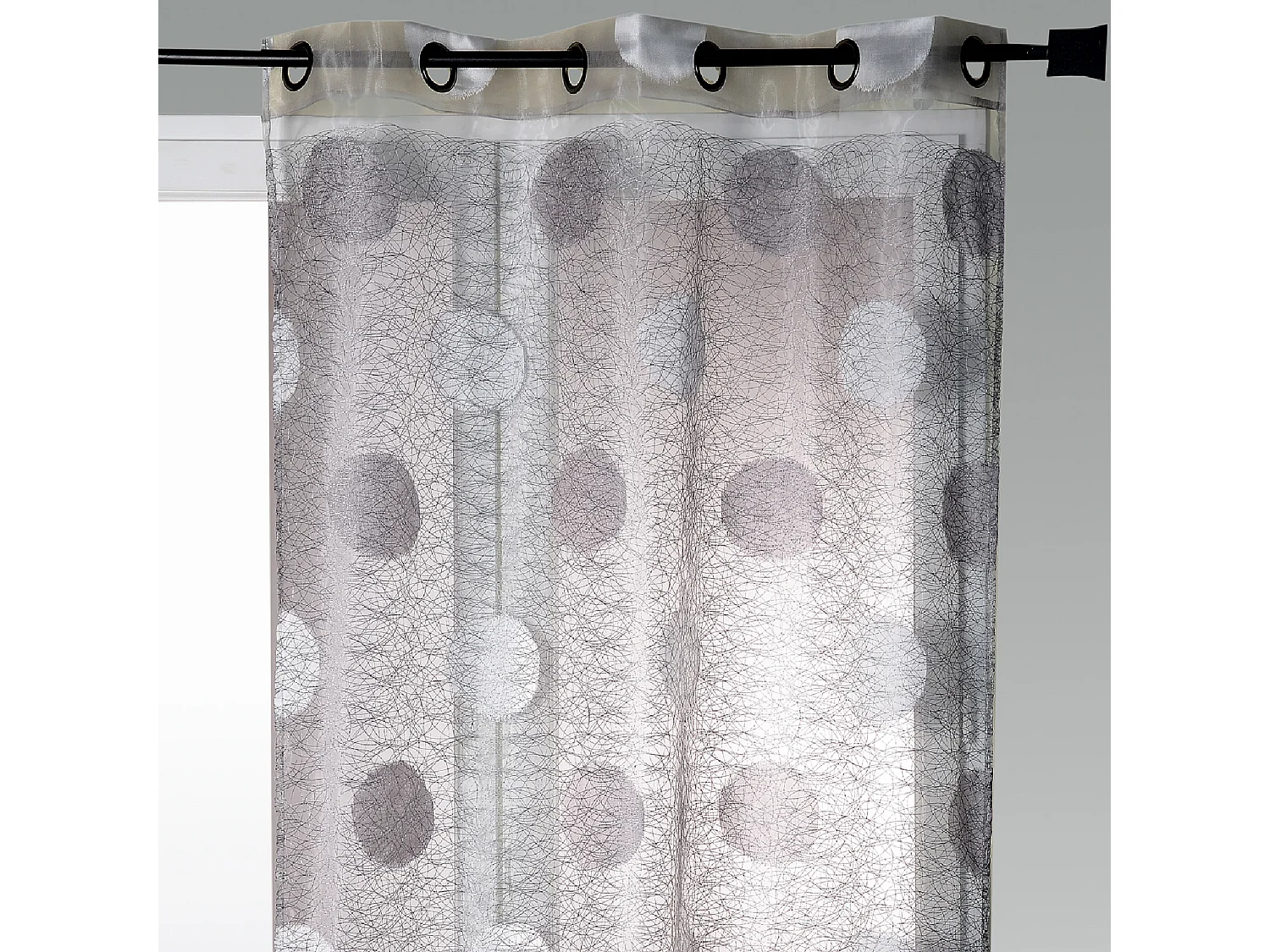 Visillo de organza jacquard bordado motivo redondo grande