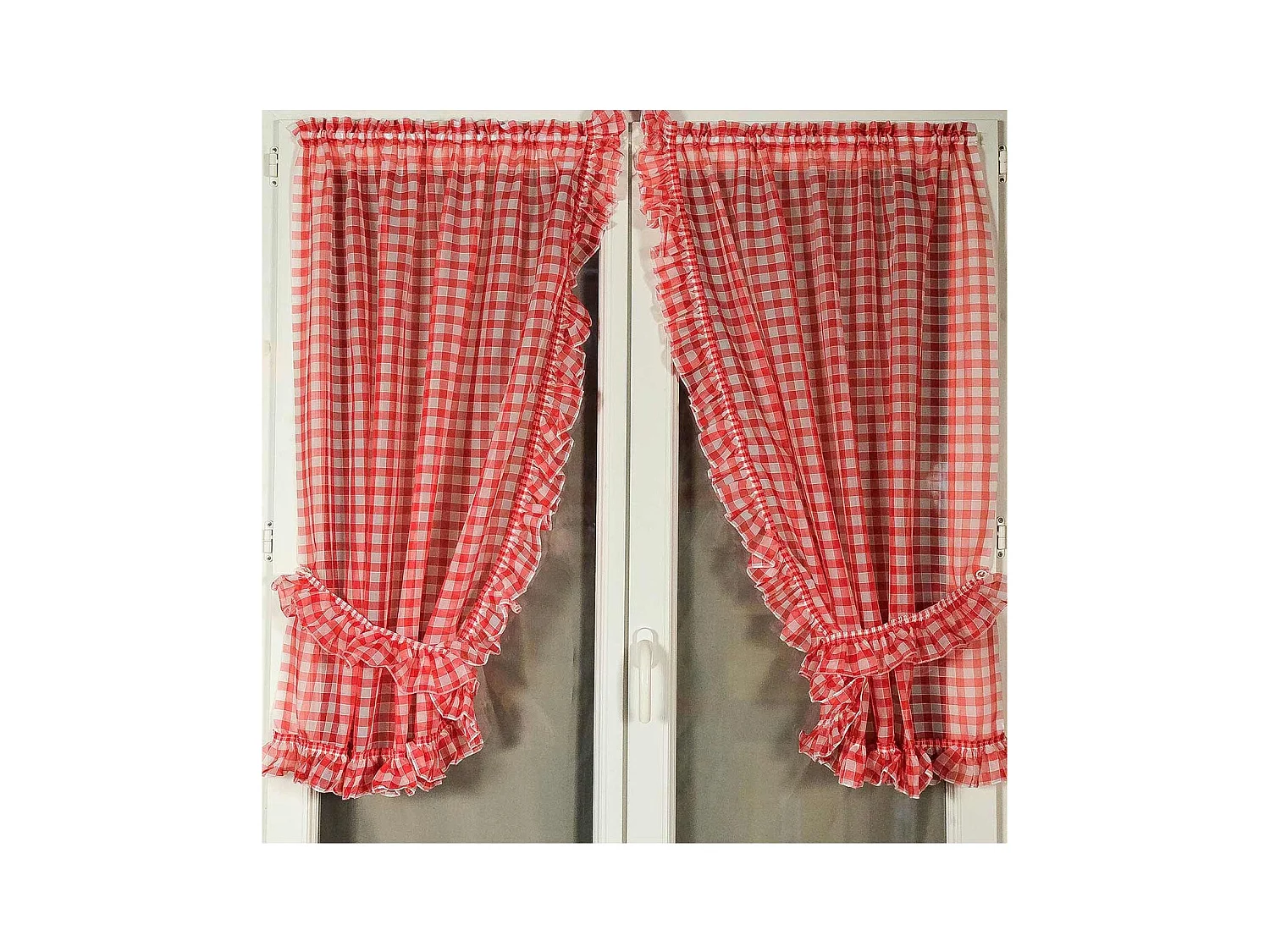 Paire de rideaux bonne femme à carreaux normands