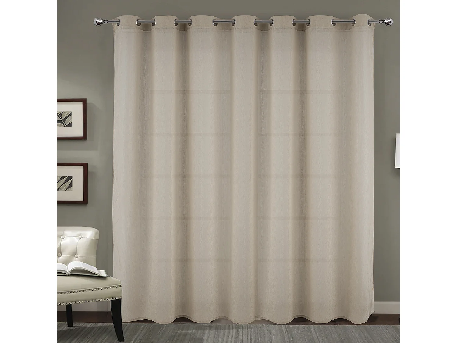 Voilage à oeillets tissé avec relief effet froissé