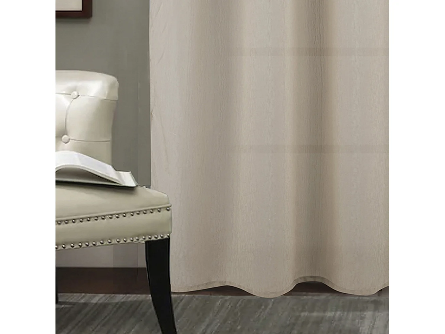 Voilage à oeillets tissé avec relief effet froissé