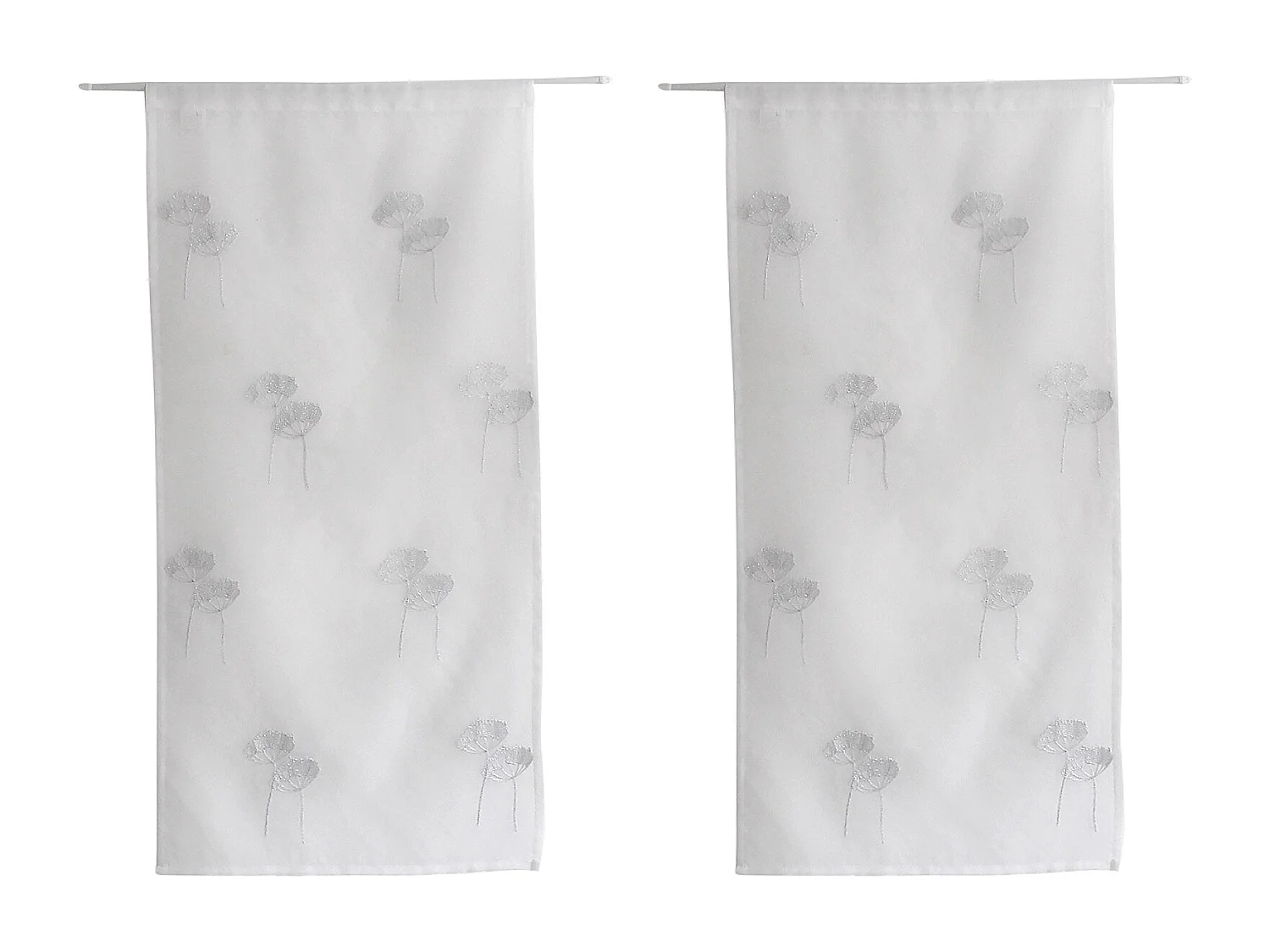 Paire de Voilages Brodés "Cosmos" 60x120cm Blanc