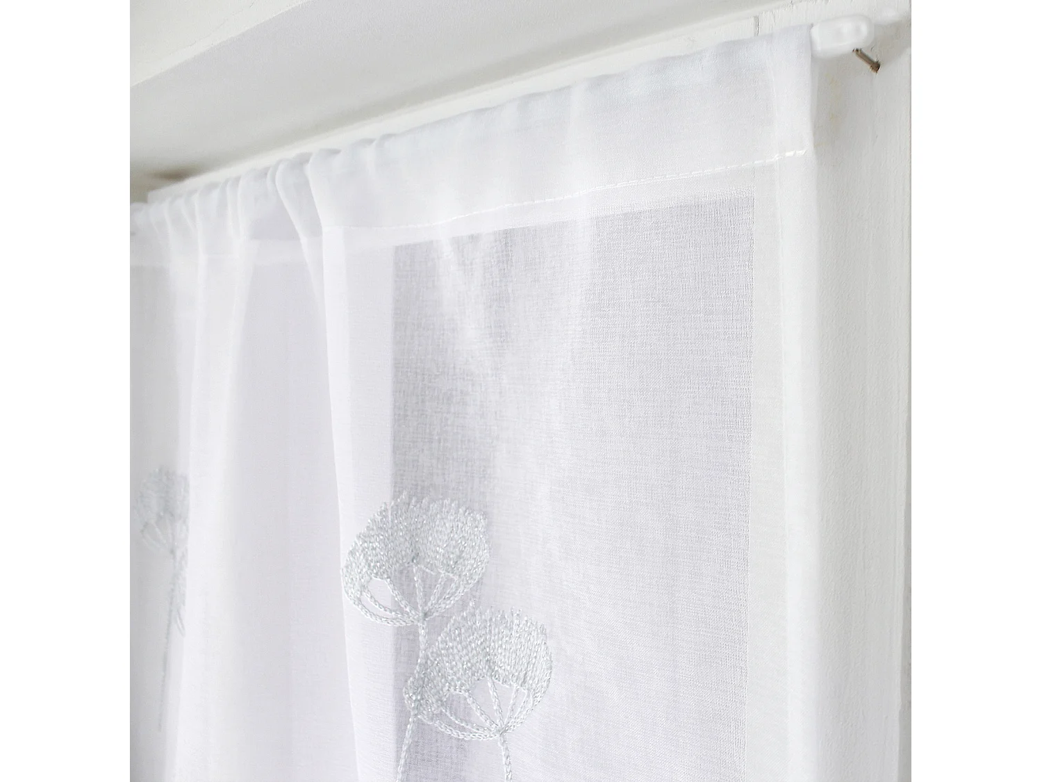 Paire de Voilages Brodés "Cosmos" 60x120cm Blanc