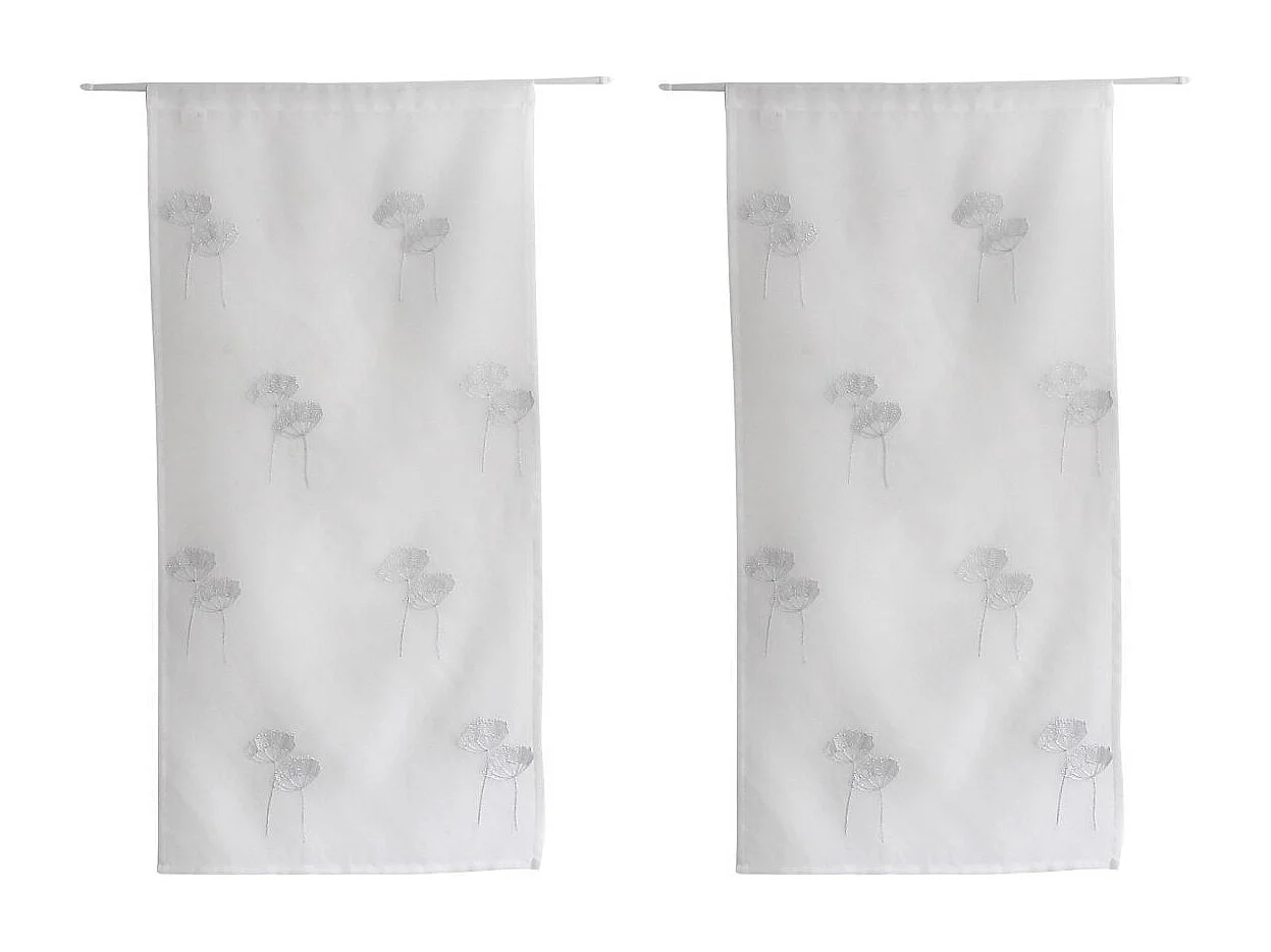 Paire de Voilages Brodés "Cosmos" 60x120cm Blanc