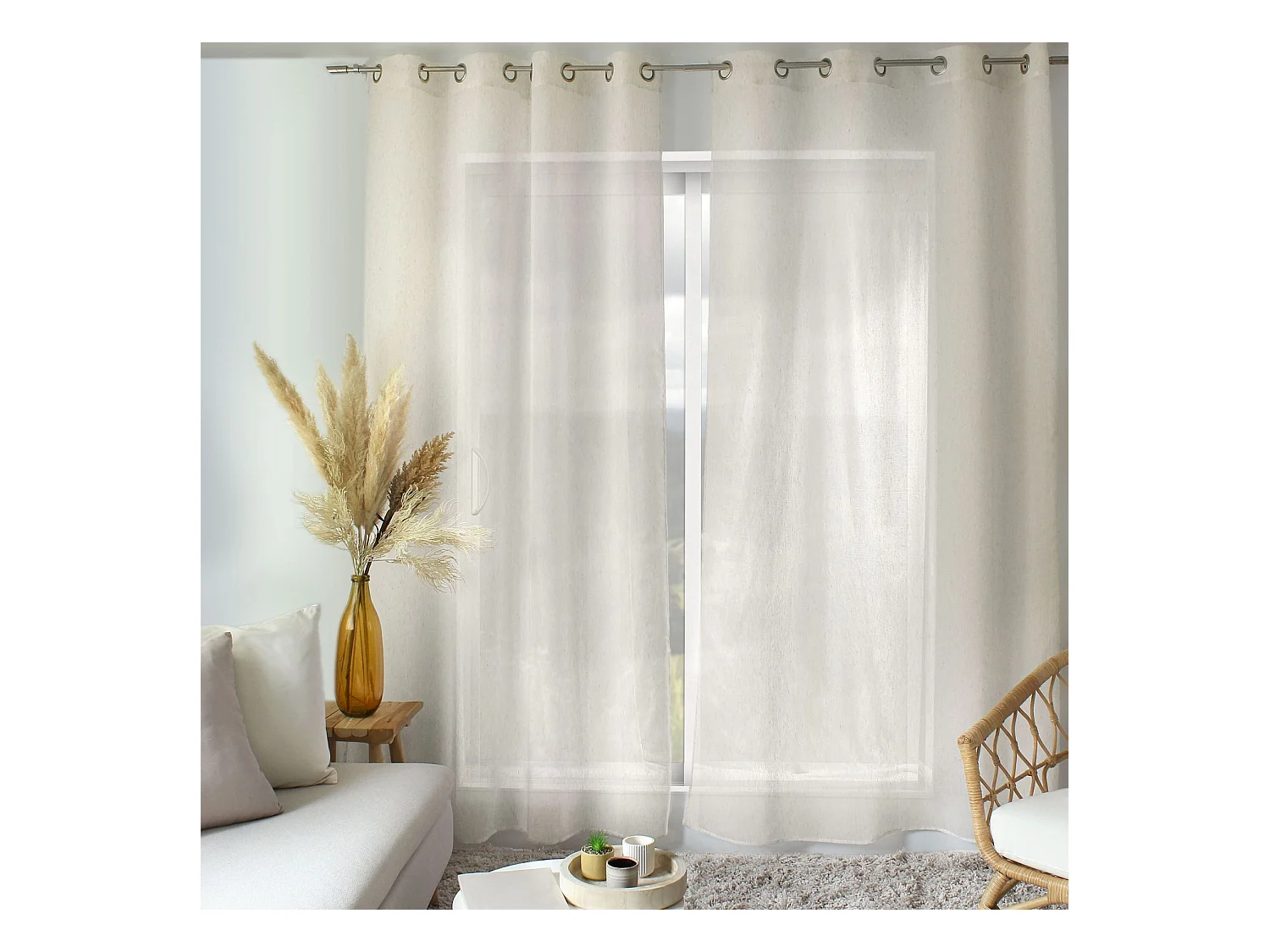 Rideau Voilage à Œillets "Louna" 140x240cm Écru
