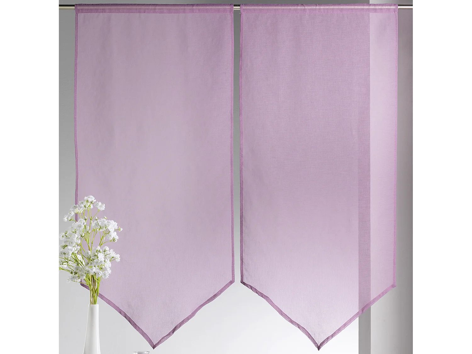 Paire de petits voilages Etamine bas en pointe